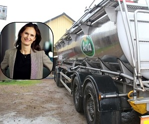 Arlas vd i Sverige Cecilia Kocken och en mjölkbil.