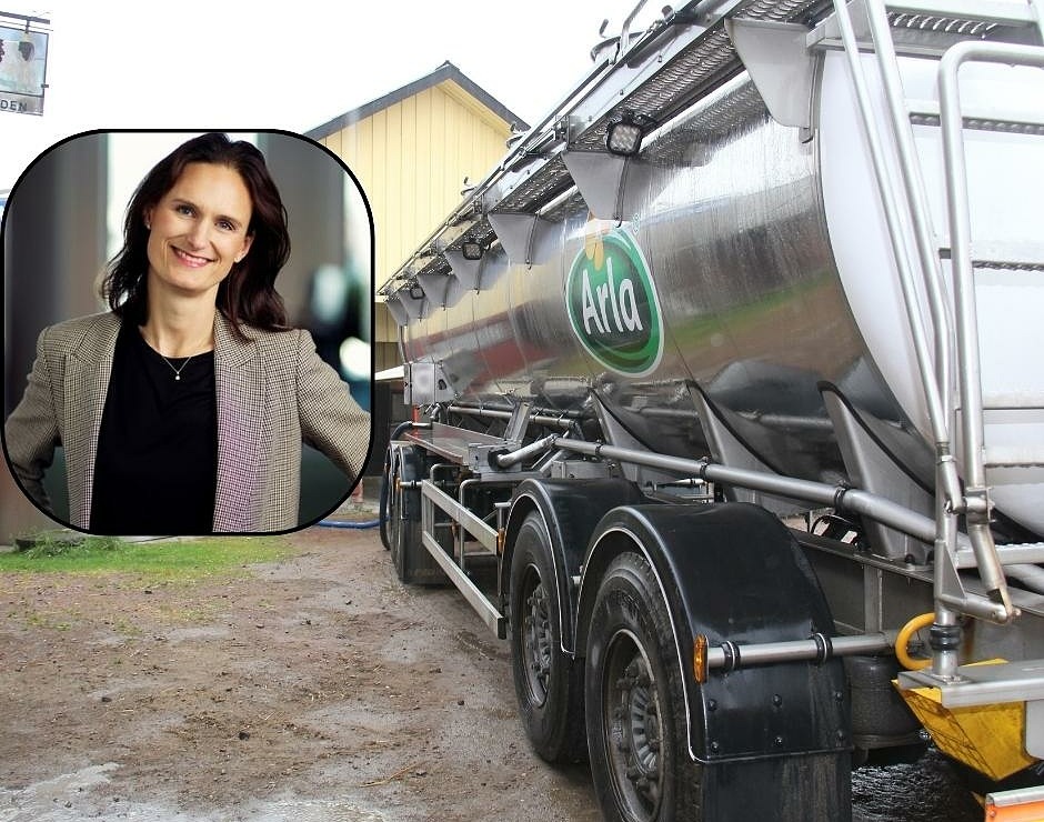 Arlas vd i Sverige Cecilia Kocken och en mjölkbil.
